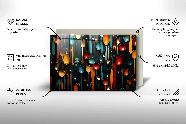 Tábua de cortar Colheres e garfos coloridos