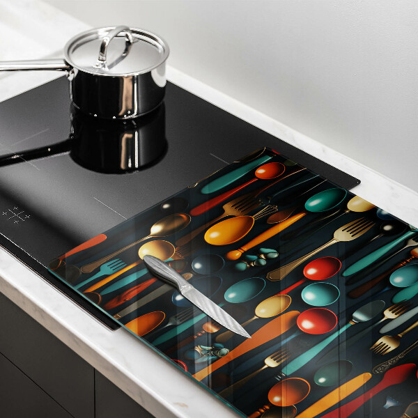 Tábua de cortar Colheres e garfos coloridos