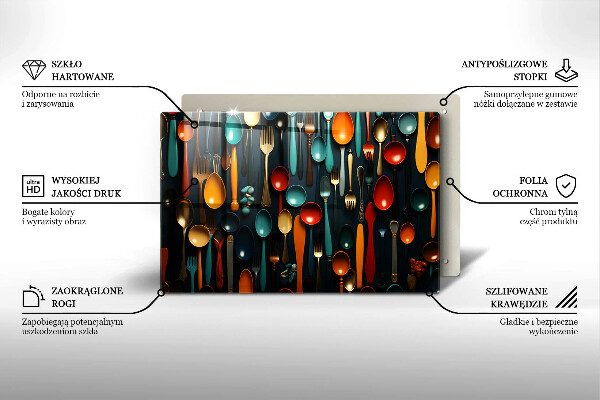Tábua de cortar Colheres e garfos coloridos