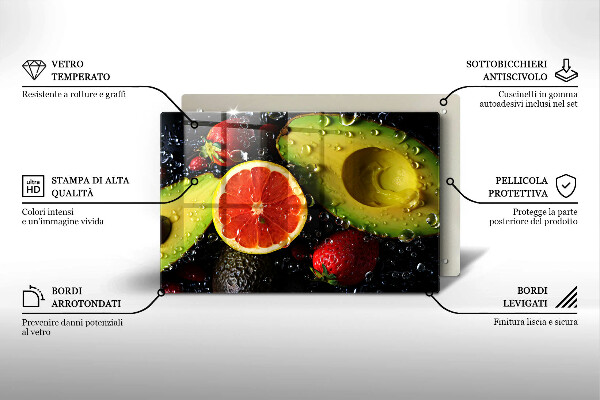 Tábua de vidro Frutas e vegetais