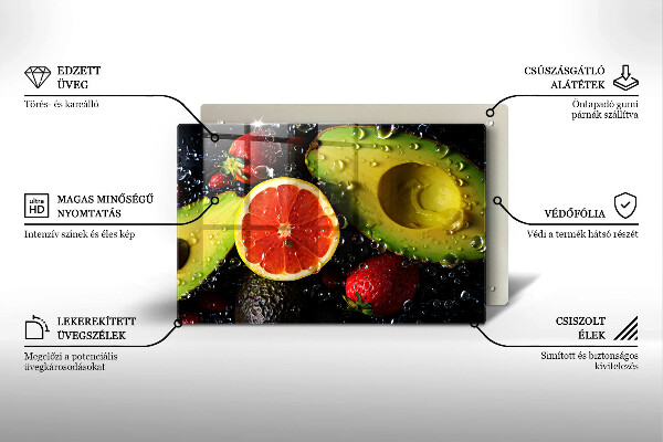 Tábua de vidro Frutas e vegetais