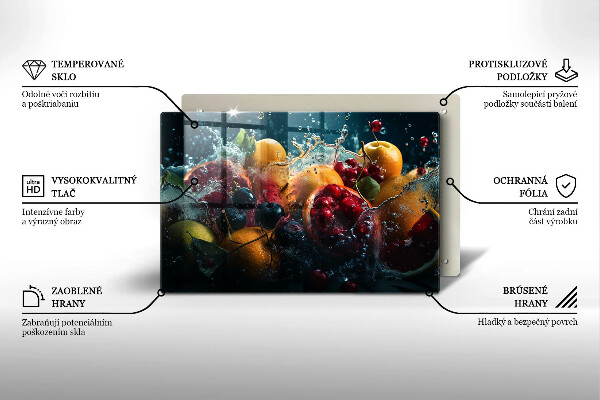 Tábua de corte de vidro Fruta na água