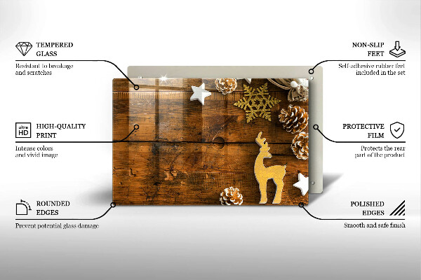 Tábua de cortar de vidro decorações de Natal