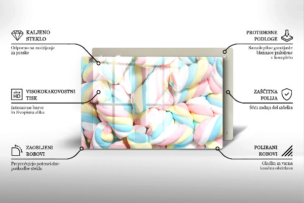 Tábua de corte Marshmallows coloridos