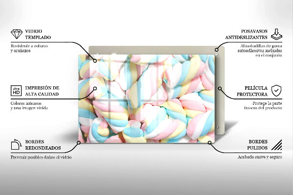 Tábua de corte Marshmallows coloridos