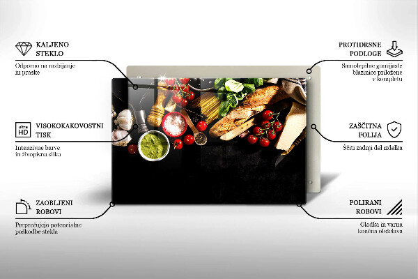 Tábua para corte Ingredientes e especiarias italianas