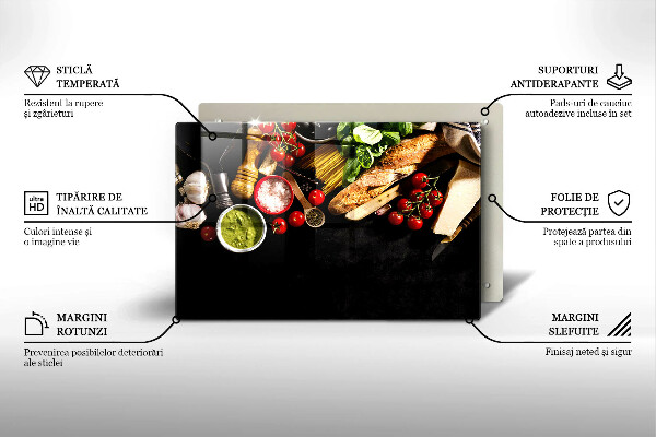 Tábua para corte Ingredientes e especiarias italianas