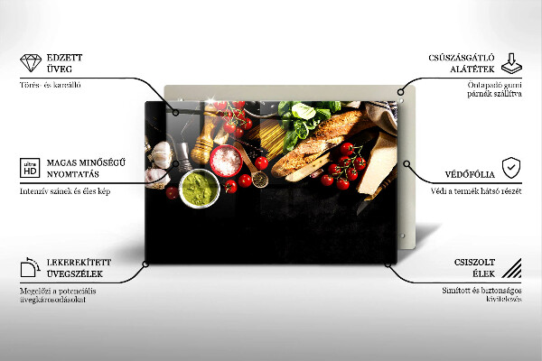 Tábua para corte Ingredientes e especiarias italianas