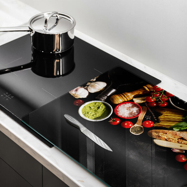 Tábua para corte Ingredientes e especiarias italianas