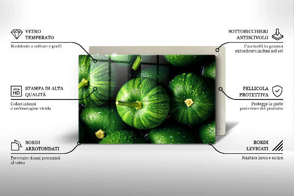 Tábua de corte de vidro Abóboras verdes