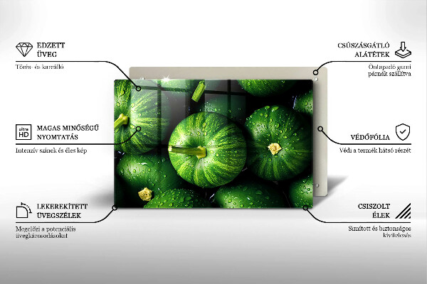 Tábua de corte de vidro Abóboras verdes