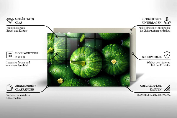 Tábua de corte de vidro Abóboras verdes