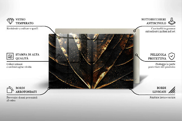 Tábua de vidro Folha de ouro