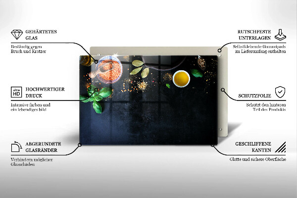 Tábua de corte de vidro Tigelas de especiarias
