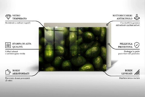 Tábua de vidro Abacate