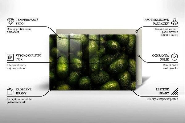 Tábua de vidro Abacate