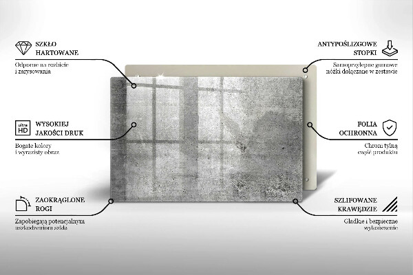Tábua de corte de vidro Textura de concreto
