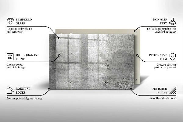 Tábua de corte de vidro Textura de concreto
