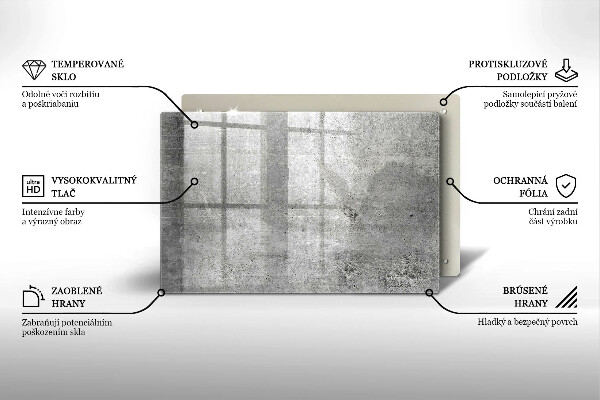 Tábua de corte de vidro Textura de concreto