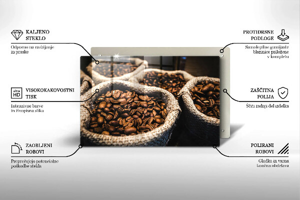 Tábua de cortar alimentos Sacos de grãos de café