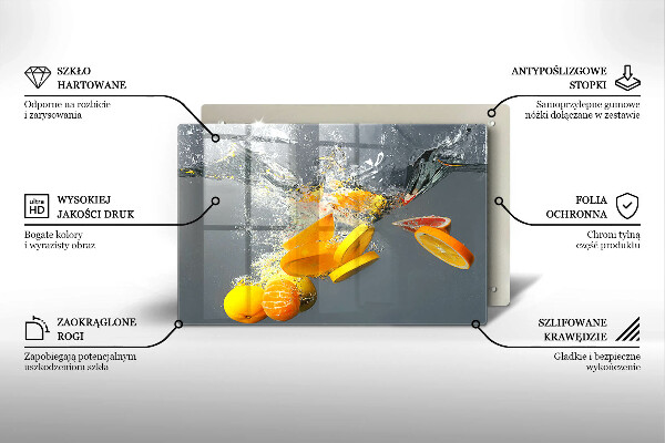 Tábua de cortar de vidro Limões em água