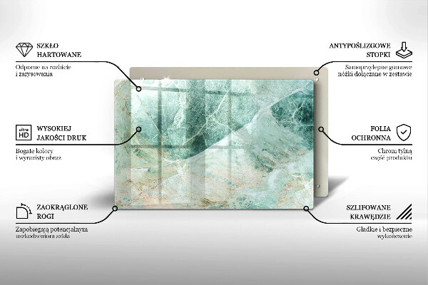 Tábua de cortar de vidro Estrutura de pedra