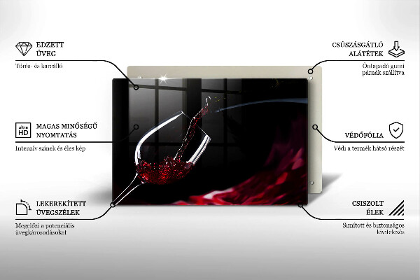 Tábua de vidro Um copo de vinho tinto