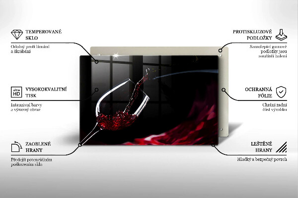 Tábua de vidro Um copo de vinho tinto