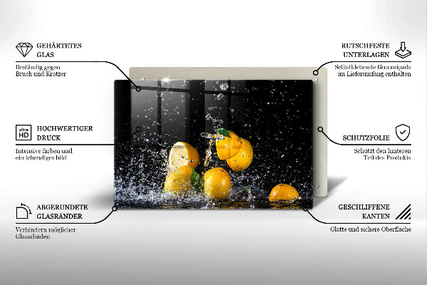 Tábua de vidro Fruta limão suculenta