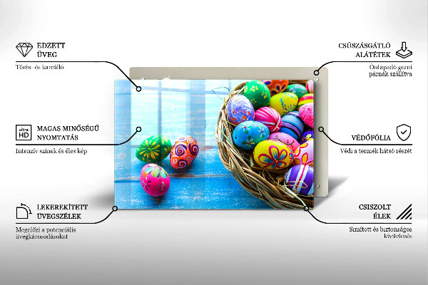 Tábua de corte de vidro ovos de páscoa