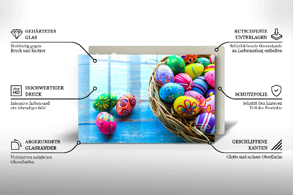 Tábua de corte de vidro ovos de páscoa