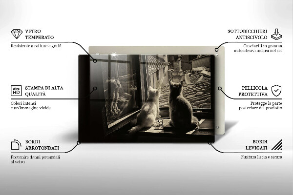 Tábua para cozinha Cidade dos gatos e janela