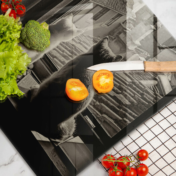 Tábua para cozinha Cidade dos gatos e janela