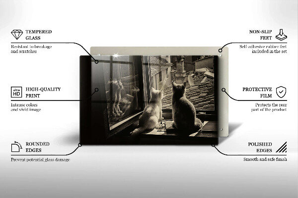 Tábua para cozinha Cidade dos gatos e janela