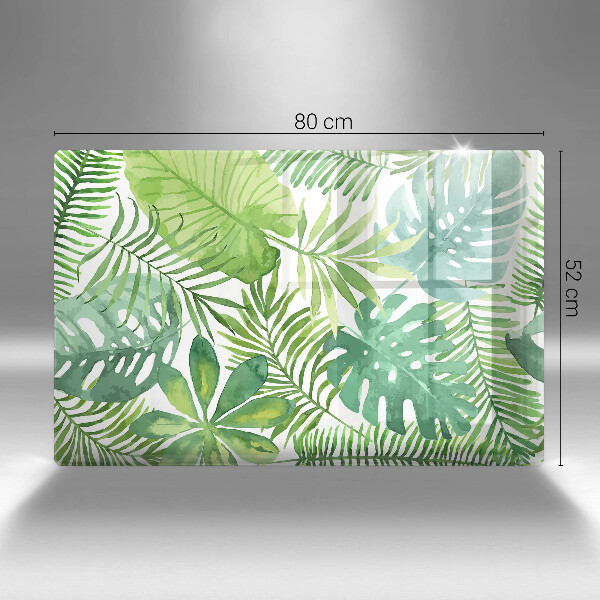 Tábua de corte de vidro Folhas boho em aquarela