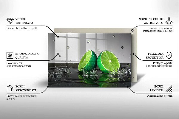 Tábua de cortar alimentos Limões suculentos e água