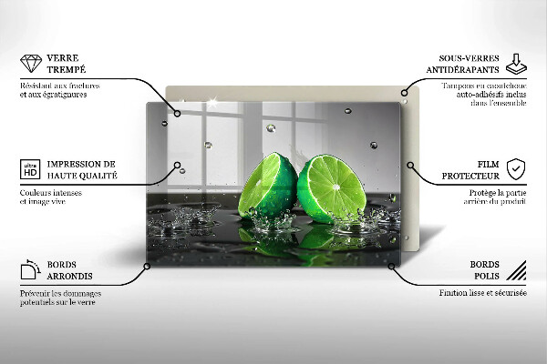 Tábua de cortar alimentos Limões suculentos e água