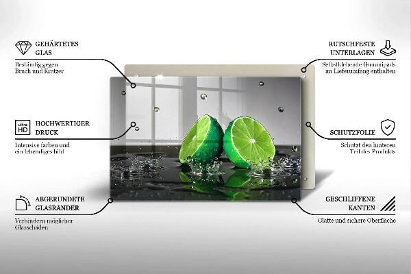 Tábua de cortar alimentos Limões suculentos e água