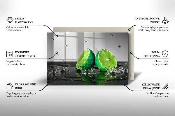 Tábua de cortar alimentos Limões suculentos e água