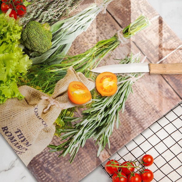 Tábua para cozinha Ervas, especiarias e madeira