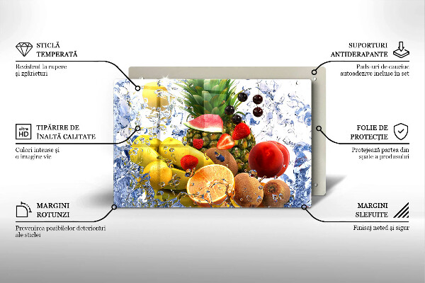 Tábua corte Frutas suculentas e água