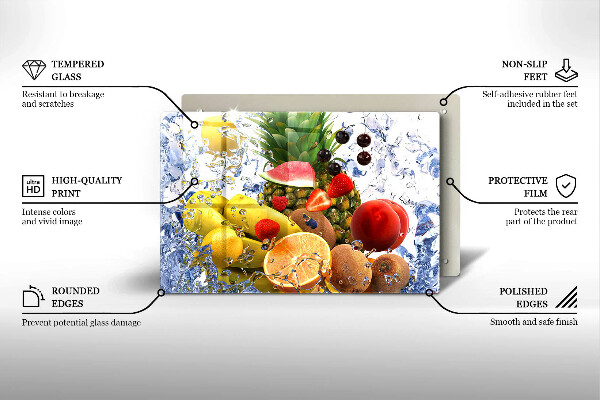 Tábua corte Frutas suculentas e água