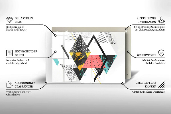 Tábua de vidro Triângulos abstratos