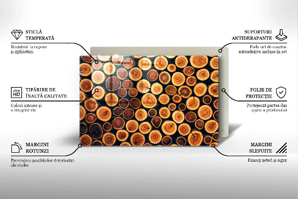 Tábua de cortar de vidro Tocos de árvores de madeira