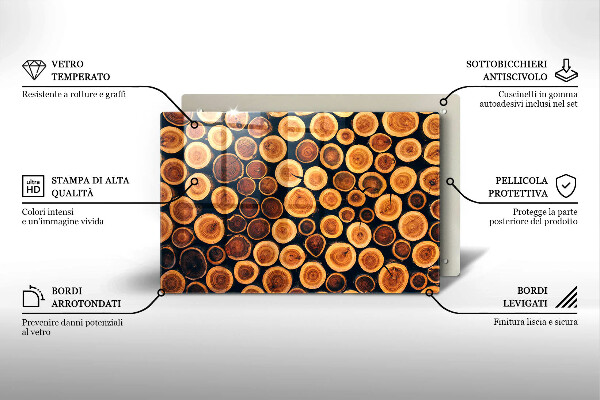 Tábua de cortar de vidro Tocos de árvores de madeira