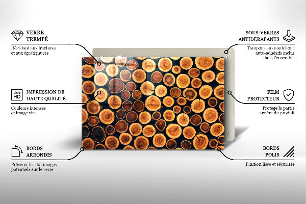 Tábua de cortar de vidro Tocos de árvores de madeira