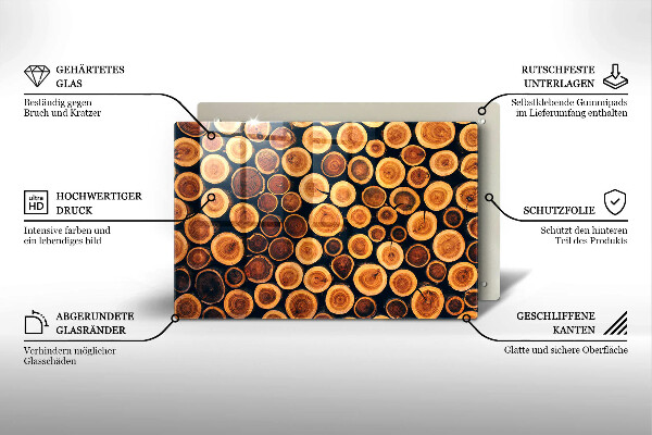 Tábua de cortar de vidro Tocos de árvores de madeira