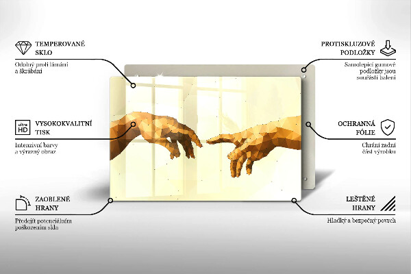 Tábua de vidro Criação das mãos de Adão