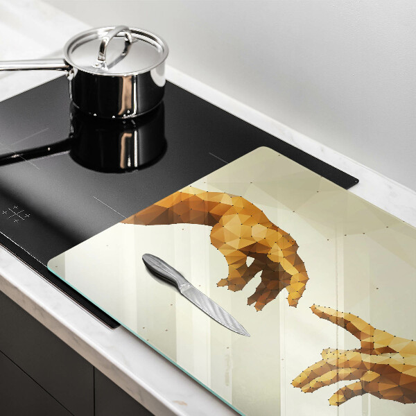 Tábua de vidro Criação das mãos de Adão