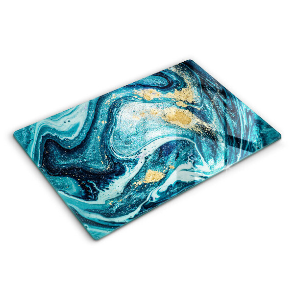 Tábua cozinha Azul abstrato dourado